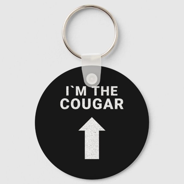 Jag är med Cougar Humor Halloween Birthday Gift Nyckelring (Framsida)