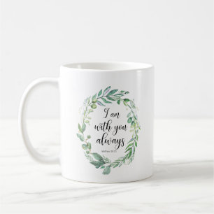 Jag är med dig alltid bibelverd Matthew 28:20 Kaffemugg