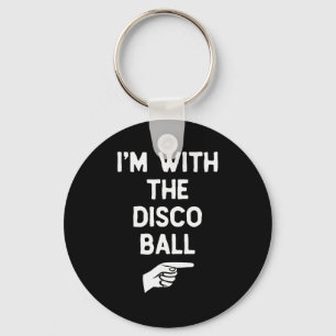 Jag är med Disco-bollen Rolig Halloween-matchande Nyckelring