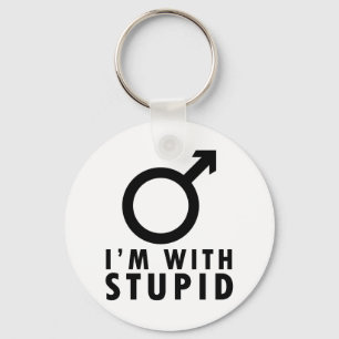 Jag är med dumskalle - Rolig feminism manlig symbo Nyckelring