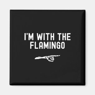 Jag är med Flamingo Funny Halloween Spooky Skele Magnet