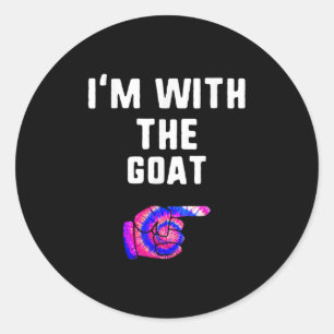 Jag är med Goat Tie Dye Halloween Matching Runt Klistermärke