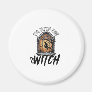 Jag Är Med Häxan Vintage Halloween Magnet