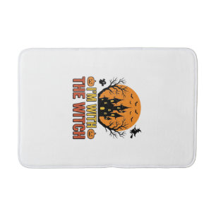 Jag Är Med Häxan Vintage Halloween Slott Design Badrumsmatta