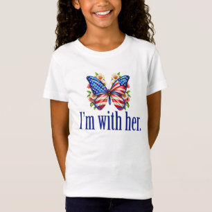 Jag är med hennes Cute Kamala Butterfly Girls T Shirt