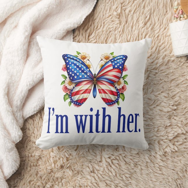 Jag är med hennes Cute Kamala Harris Butterfly Kudde (Filt)