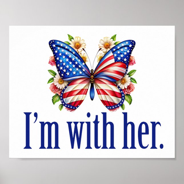 Jag är med hennes Cute Kamala Harris Butterfly Poster (Framsidan)