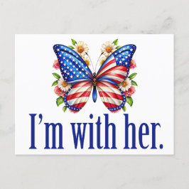 Jag är med hennes Cute Kamala Harris Butterfly Vykort