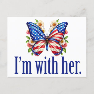 Jag är med hennes Cute Kamala Harris Butterfly Vykort
