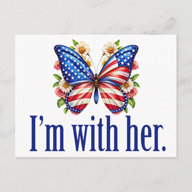 Jag är med hennes Cute Kamala Harris Butterfly Vykort (Framsida)