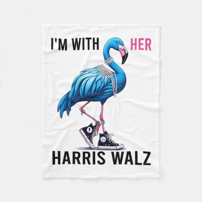 Jag är med hennes Harris W Flamingo Vote Blue Fleecefilt (Framsidan)