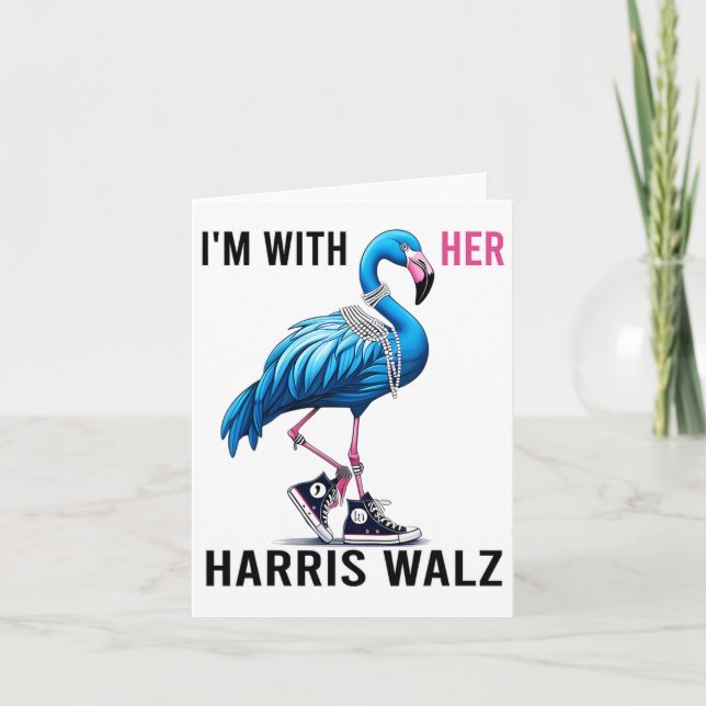 Jag är med hennes Harris W Flamingo Vote Blue Kort (Framsida)