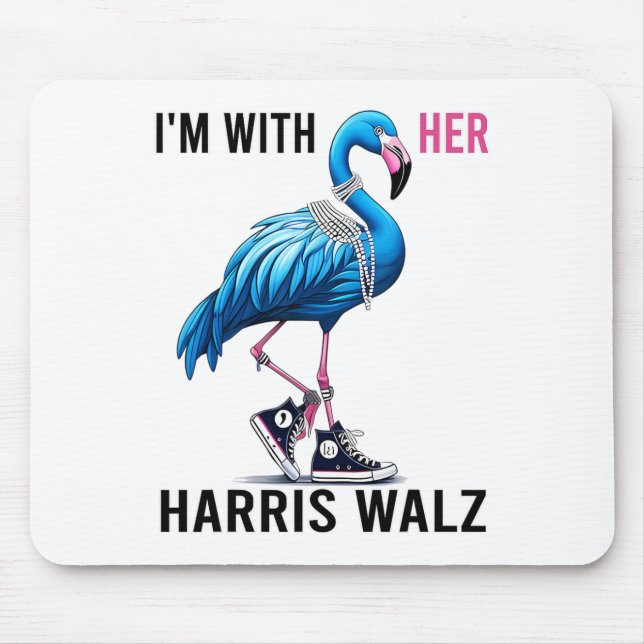 Jag är med hennes Harris W Flamingo Vote Blue Musmatta (Framsidan)