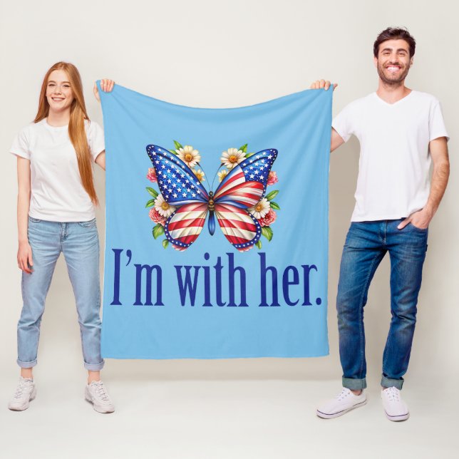 Jag är med hennes Kamala Blue Butterfly Fleecefilt (På plats)