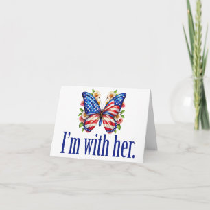 Jag är med hennes Kamala Harris Cute Butterfly Car Kort