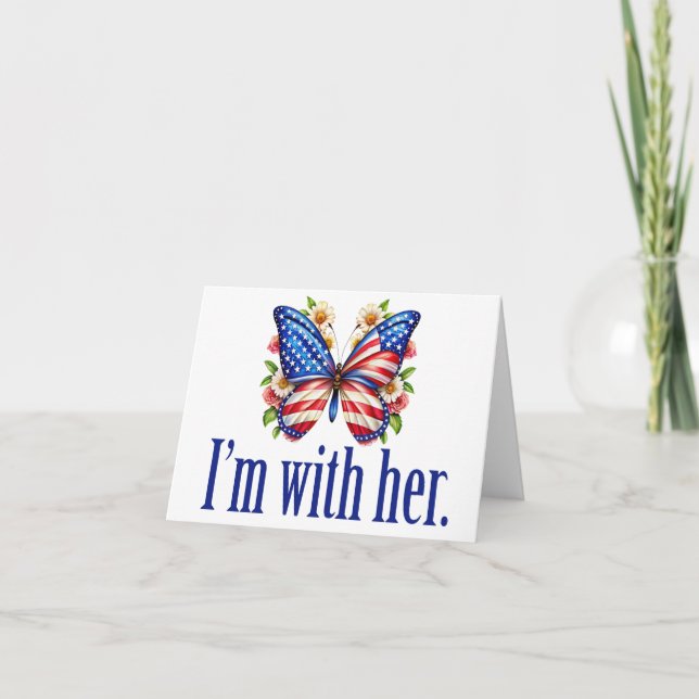 Jag är med hennes Kamala Harris Cute Butterfly Car Kort (Framsida)