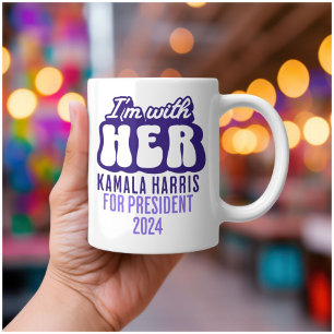Jag är med hennes text Kamala Harris till presiden Kaffemugg