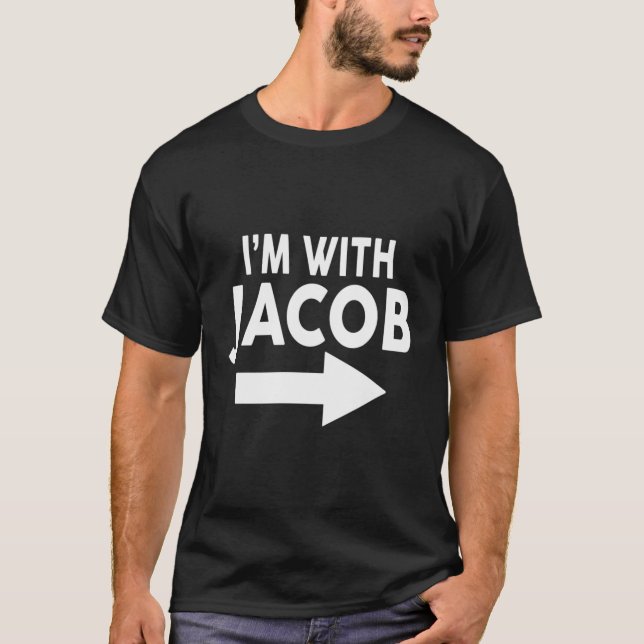 Jag är med Jacob Hoodie Namn T Shirt (Framsida)