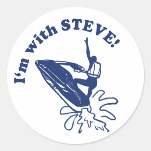 Jag är med JET BIKE STEVE! Runt Klistermärke