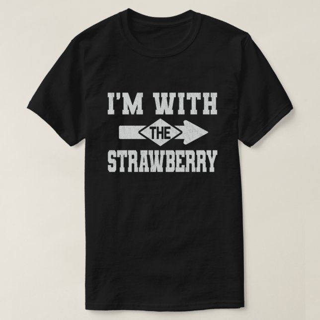 Jag är med jordgubben... - ...ett par Halloween T Shirt (Design framsida)