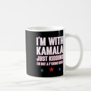 Jag är med Kamala, bara på skoj, inte idiot Retro Kaffemugg