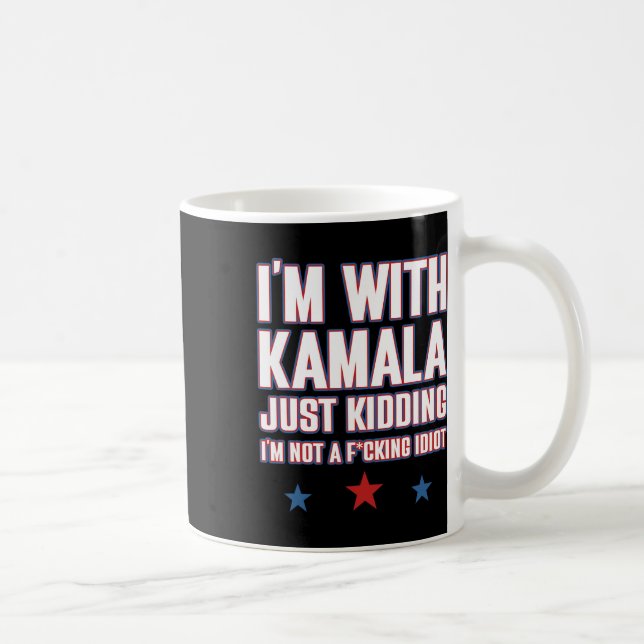 Jag är med Kamala, bara på skoj, inte idiot Retro  Kaffemugg (Höger)