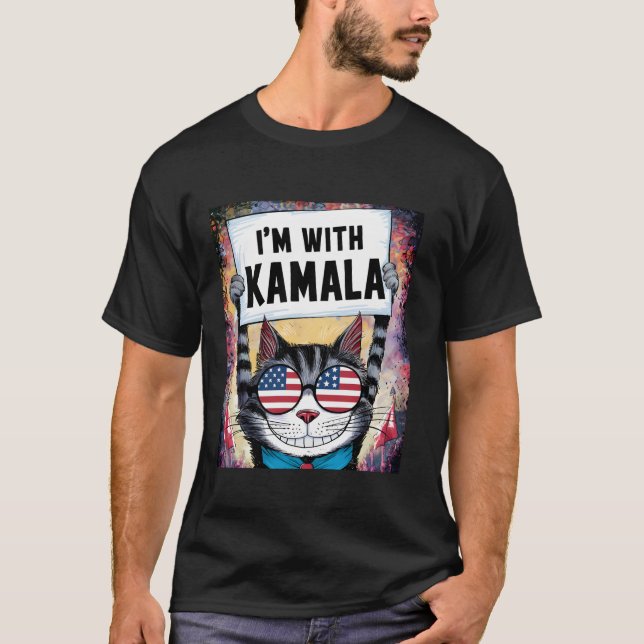Jag är med Kamala Harris Walz 2024 Cat Dam Harris T Shirt (Framsida)