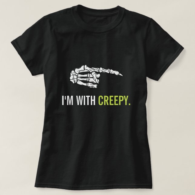 JAG ÄR MED KREEPY Funny Halloween T Shirt (Design framsida)