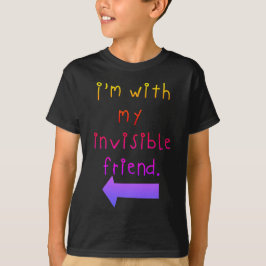 Jag är med min osynliga vän på mörk T-Shirt