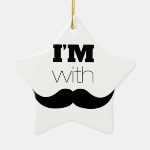 Jag är med Mustache Julgransprydnad Keramik
