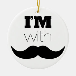 Jag är med Mustache Julgransprydnad Keramik