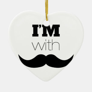 Jag är med Mustache Julgransprydnad Keramik