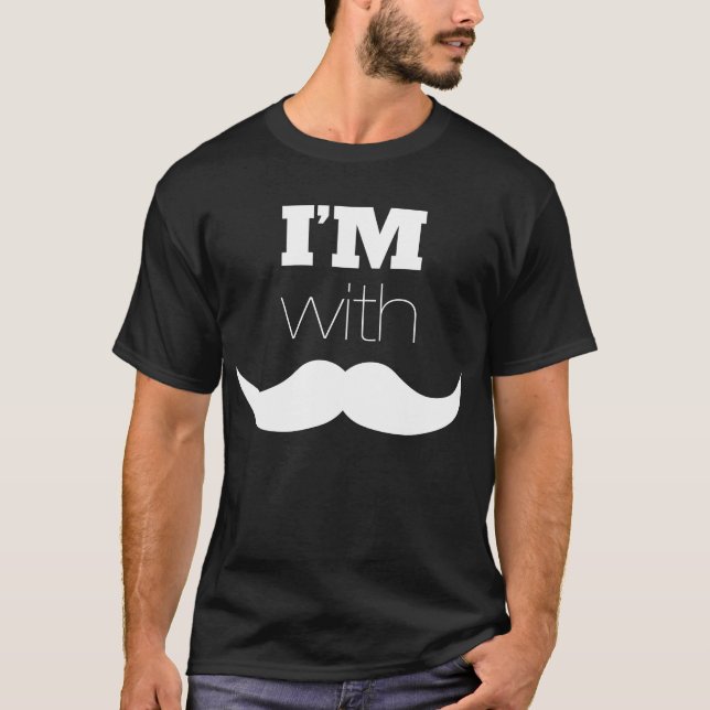 Jag är med Mustache T-shirt (Framsida)