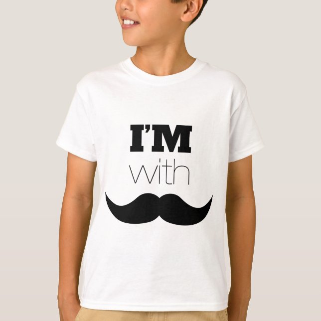 Jag är med Mustache Tee Shirt (Framsida)