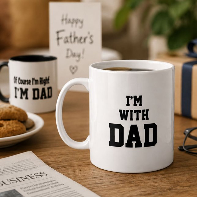 Jag är med Pappa Rolig Fars Dag Present Mugg  (Skapare uppladdad)