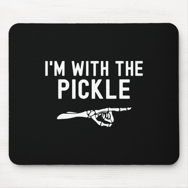 Jag är med Pickle Funny Halloween Pickle Skeleto Musmatta (Framsidan)