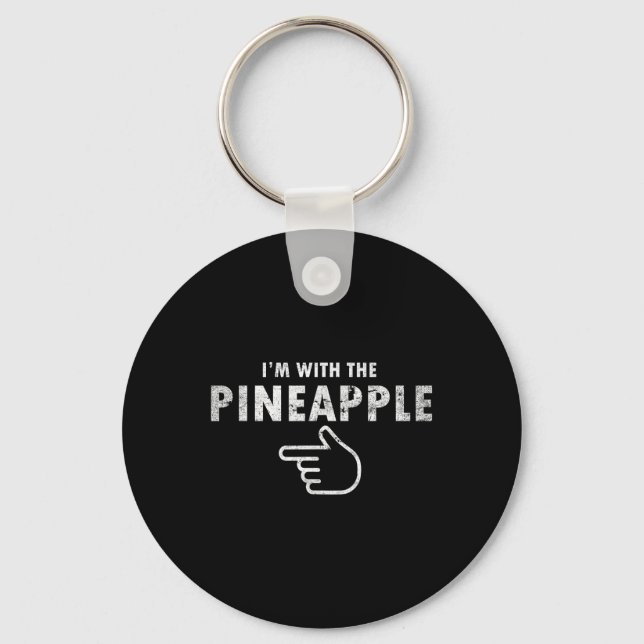 Jag är med pineapple Halloween Costume Roligt Par  Nyckelring (Framsida)