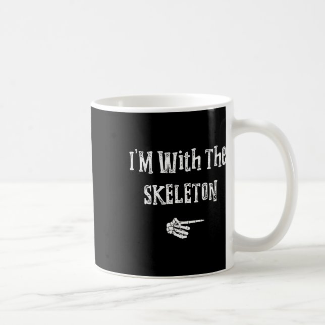 Jag är med Skeleton Halloween Costume Funny Par Kaffemugg (Höger)