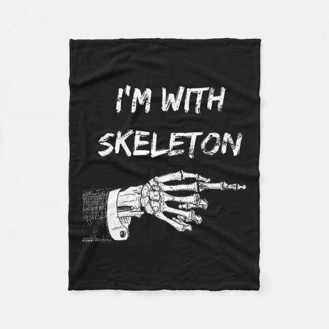 Jag är med Skeleton Halloween Matching Costume Ske Fleecefilt (Framsidan)