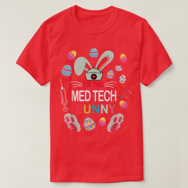 Jag är Med Tech Bunny Matching Family Påsk-delen T Shirt (Design framsida)