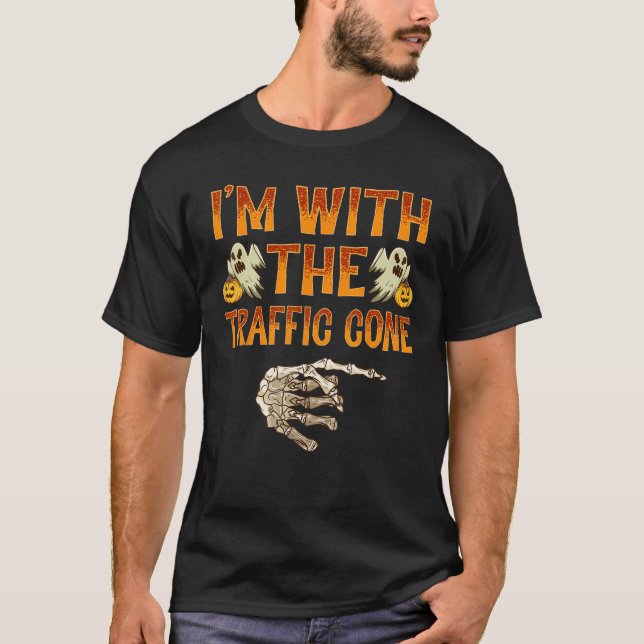 Jag är med trafikvolymen Halloween T Shirt (Framsida)