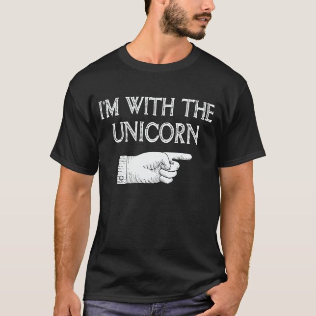 Jag är med Unicorn-paret Halloween T Shirt (Framsida)