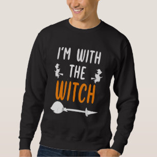 Jag är med Witch-halloween-dräkten för Cou Lång Ärmad Tröja