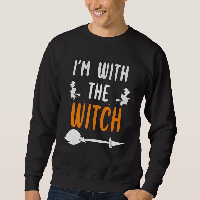 Jag är med Witch-halloween-dräkten för Cou Lång Ärmad Tröja (Framsida)