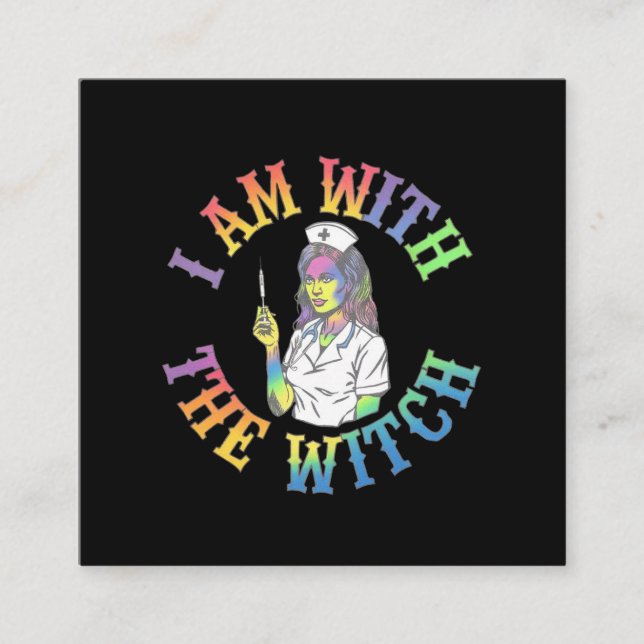 Jag är med Witch - Spooky & Mystical Halloween Fyrkantigt Visitkort (Framsida)