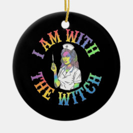 Jag är med Witch - Spooky & Mystical Halloween Julgransprydnad Keramik