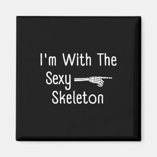Jag är med Y Skeleton Halloween Costume Funny Last Magnet