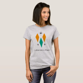 Jag är Mid Century Modern Diamonds Orange Turcos T-shirt