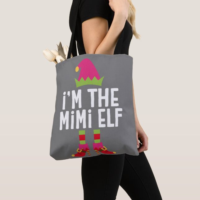 Jag är Mimi Elf Matchande juldräkt Tygkasse (Närbild)