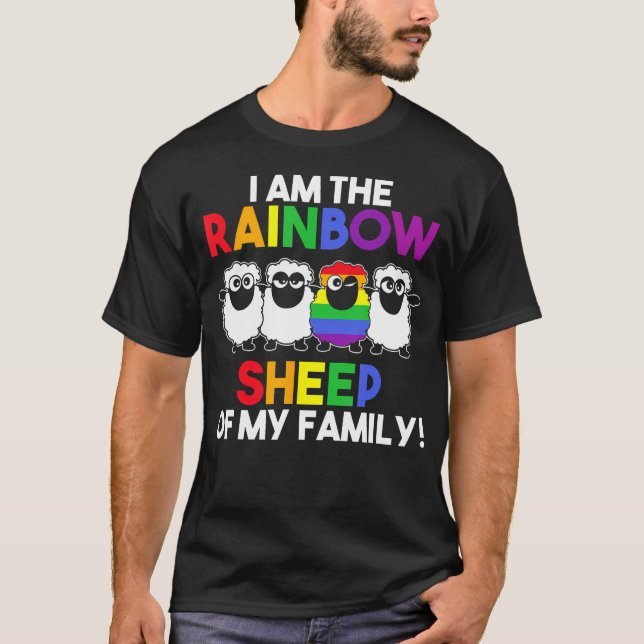 Jag är min familjs regnbågsfår t shirt (Framsida)